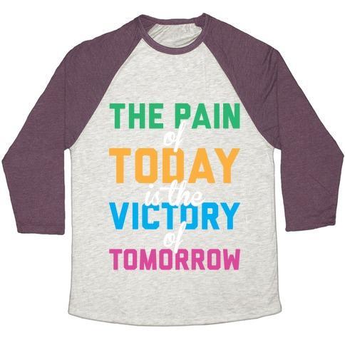 Virgin Teez  Baseball Tee Unisex Tri-Blend Baseball Tee / small / Oatmeal / Maroon PAIN AND VICTORY UNISEX TRI-BLEND BASEBALL TEE