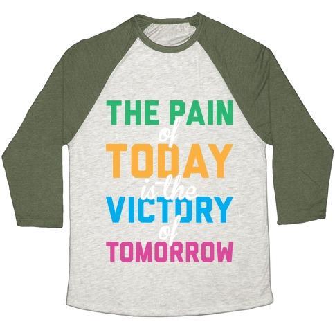 Virgin Teez  Baseball Tee Unisex Tri-Blend Baseball Tee / small / Oatmeal / Moss PAIN AND VICTORY UNISEX TRI-BLEND BASEBALL TEE