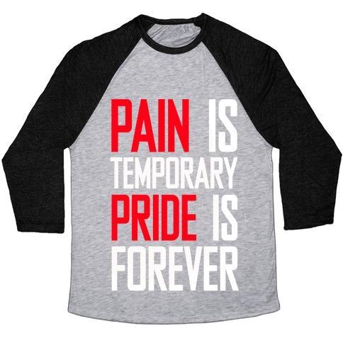 Virgin Teez  Baseball Tee Unisex Tri-Blend Baseball Tee / small / Athletic Gray / Black PAIN IS TEMPARORY UNISEX TRI-BLEND BASEBALL TEE