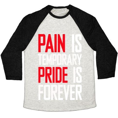 Virgin Teez  Baseball Tee Unisex Tri-Blend Baseball Tee / small / Oatmeal / Black PAIN IS TEMPARORY UNISEX TRI-BLEND BASEBALL TEE