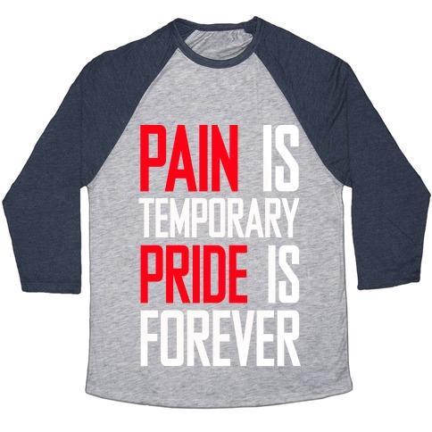 Virgin Teez  Baseball Tee Unisex Tri-Blend Baseball Tee / small / Athletic Gray / Navy PAIN IS TEMPARORY UNISEX TRI-BLEND BASEBALL TEE