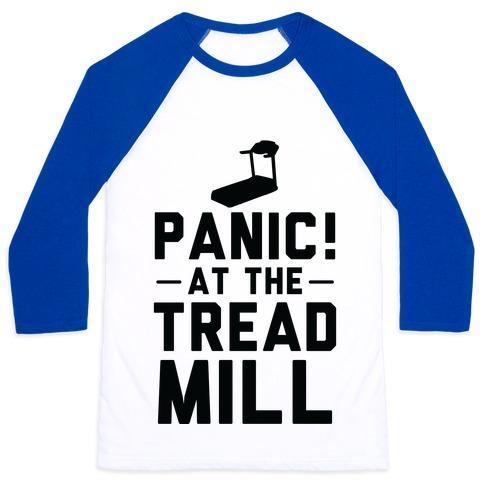 Virgin Teez  Baseball Tee Unisex Classic Baseball Tee / x-small / White/Blue PANIC! AT THE TREADMILL UNISEX CLASSIC BASEBALL TEE