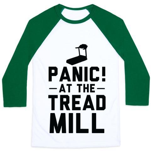 Virgin Teez  Baseball Tee Unisex Classic Baseball Tee / x-small / White/Dark Green PANIC! AT THE TREADMILL UNISEX CLASSIC BASEBALL TEE