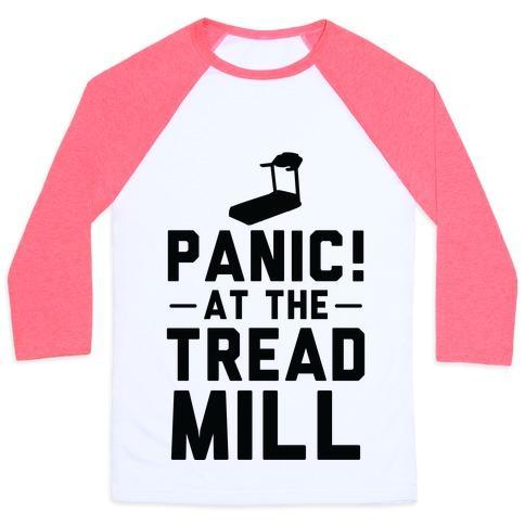 Virgin Teez  Baseball Tee Unisex Classic Baseball Tee / x-small / White/Neon Pink PANIC! AT THE TREADMILL UNISEX CLASSIC BASEBALL TEE