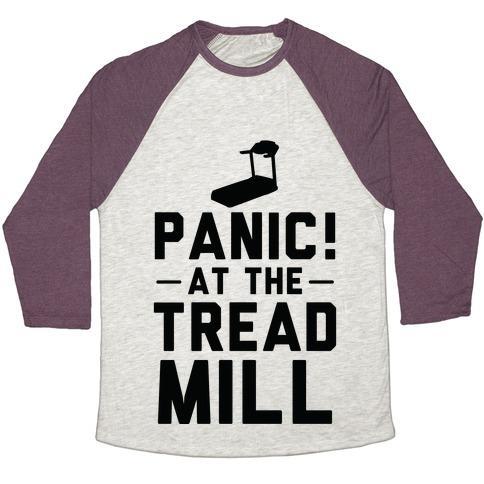Virgin Teez  Baseball Tee Unisex Tri-Blend Baseball Tee / small / Oatmeal / Maroon PANIC! AT THE TREADMILL UNISEX TRI-BLEND BASEBALL TEE