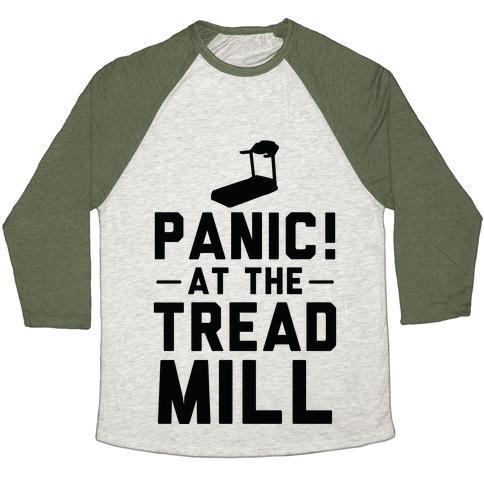 Virgin Teez  Baseball Tee Unisex Tri-Blend Baseball Tee / small / Oatmeal / Moss PANIC! AT THE TREADMILL UNISEX TRI-BLEND BASEBALL TEE