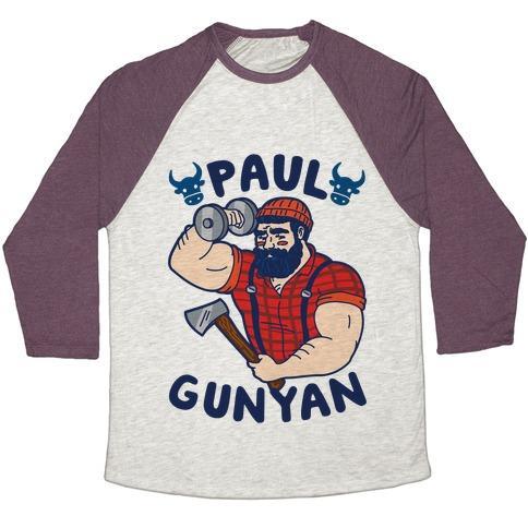 Virgin Teez  Baseball Tee Unisex Tri-Blend Baseball Tee / small / Oatmeal / Maroon PAUL GUNYAN UNISEX TRI-BLEND BASEBALL TEE