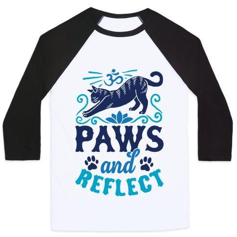 Virgin Teez  Baseball Tee Unisex Classic Baseball Tee / x-small / White/Black PAWS AND REFLECT (CAT) UNISEX CLASSIC BASEBALL TEE