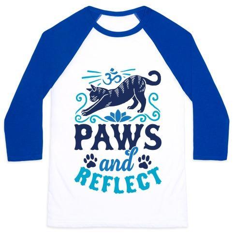 Virgin Teez  Baseball Tee Unisex Classic Baseball Tee / x-small / White/Blue PAWS AND REFLECT (CAT) UNISEX CLASSIC BASEBALL TEE