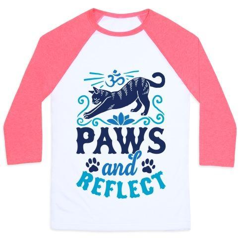 Virgin Teez  Baseball Tee Unisex Classic Baseball Tee / x-small / White/Neon Pink PAWS AND REFLECT (CAT) UNISEX CLASSIC BASEBALL TEE