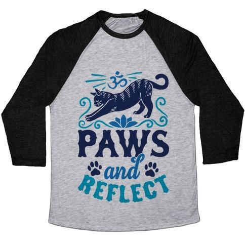 Virgin Teez  Baseball Tee Unisex Tri-Blend Baseball Tee / small / Athletic Gray / Black PAWS AND REFLECT (CAT) UNISEX TRI-BLEND BASEBALL TEE