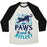 Virgin Teez  Baseball Tee Unisex Tri-Blend Baseball Tee / small / Oatmeal / Black PAWS AND REFLECT (CAT) UNISEX TRI-BLEND BASEBALL TEE