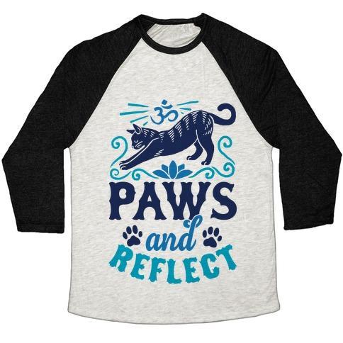 Virgin Teez  Baseball Tee Unisex Tri-Blend Baseball Tee / small / Oatmeal / Black PAWS AND REFLECT (CAT) UNISEX TRI-BLEND BASEBALL TEE