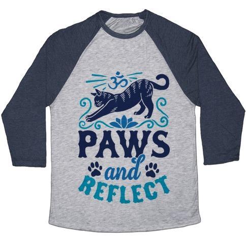 Virgin Teez  Baseball Tee Unisex Tri-Blend Baseball Tee / small / Athletic Gray / Navy PAWS AND REFLECT (CAT) UNISEX TRI-BLEND BASEBALL TEE