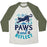 Virgin Teez  Baseball Tee Unisex Tri-Blend Baseball Tee / small / Oatmeal / Moss PAWS AND REFLECT (CAT) UNISEX TRI-BLEND BASEBALL TEE
