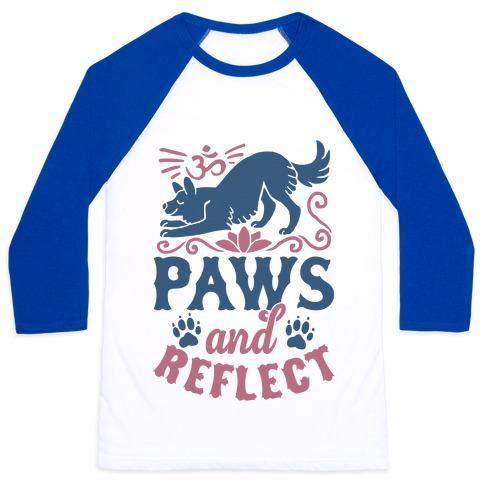 Virgin Teez  Baseball Tee Unisex Classic Baseball Tee / x-small / White/Blue PAWS AND REFLECT (DOG) UNISEX CLASSIC BASEBALL TEE