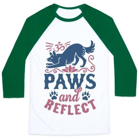 Virgin Teez  Baseball Tee Unisex Classic Baseball Tee / x-small / White/Dark Green PAWS AND REFLECT (DOG) UNISEX CLASSIC BASEBALL TEE