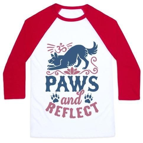 Virgin Teez  Baseball Tee Unisex Classic Baseball Tee / x-small / White/Red PAWS AND REFLECT (DOG) UNISEX CLASSIC BASEBALL TEE