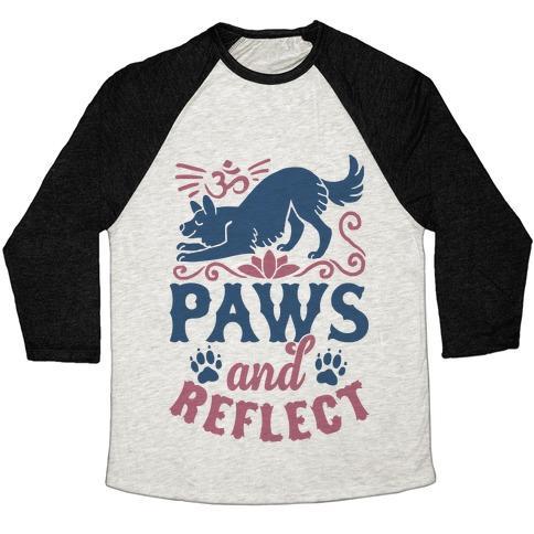 Virgin Teez  Baseball Tee Unisex Tri-Blend Baseball Tee / small / Oatmeal / Black PAWS AND REFLECT (DOG) UNISEX TRI-BLEND BASEBALL TEE