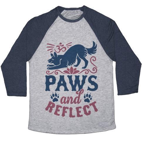 Virgin Teez  Baseball Tee Unisex Tri-Blend Baseball Tee / small / Athletic Gray / Navy PAWS AND REFLECT (DOG) UNISEX TRI-BLEND BASEBALL TEE