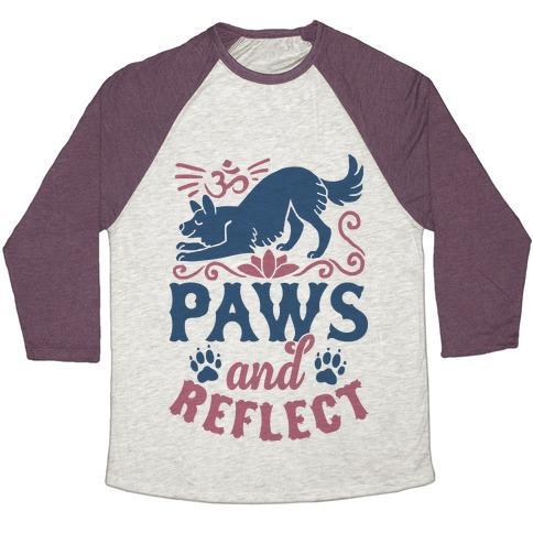 Virgin Teez  Baseball Tee Unisex Tri-Blend Baseball Tee / small / Oatmeal / Maroon PAWS AND REFLECT (DOG) UNISEX TRI-BLEND BASEBALL TEE