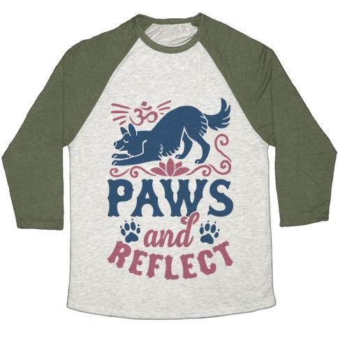 Virgin Teez  Baseball Tee Unisex Tri-Blend Baseball Tee / small / Oatmeal / Moss PAWS AND REFLECT (DOG) UNISEX TRI-BLEND BASEBALL TEE