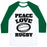 Virgin Teez  Baseball Tee Unisex Classic Baseball Tee / x-small / White/Dark Green PEACE LOVE RUGBY UNISEX CLASSIC BASEBALL TEE