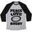 Virgin Teez  Baseball Tee Unisex Tri-Blend Baseball Tee / small / Athletic Gray / Black PEACE LOVE RUGBY UNISEX TRI-BLEND BASEBALL TEE