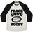 Virgin Teez  Baseball Tee Unisex Tri-Blend Baseball Tee / small / Oatmeal / Black PEACE LOVE RUGBY UNISEX TRI-BLEND BASEBALL TEE