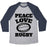 Virgin Teez  Baseball Tee Unisex Tri-Blend Baseball Tee / small / Athletic Gray / Navy PEACE LOVE RUGBY UNISEX TRI-BLEND BASEBALL TEE