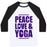 Virgin Teez  Baseball Tee Unisex Classic Baseball Tee / x-small / White/Black PEACE LOVE & YOGA UNISEX CLASSIC BASEBALL TEE