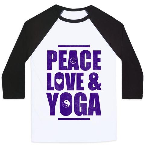 Virgin Teez  Baseball Tee Unisex Classic Baseball Tee / x-small / White/Black PEACE LOVE & YOGA UNISEX CLASSIC BASEBALL TEE