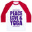 Virgin Teez  Baseball Tee Unisex Classic Baseball Tee / x-small / White/Red PEACE LOVE & YOGA UNISEX CLASSIC BASEBALL TEE