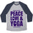 Virgin Teez  Baseball Tee Unisex Tri-Blend Baseball Tee / small / Athletic Gray / Navy PEACE LOVE & YOGA UNISEX TRI-BLEND BASEBALL TEE