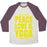 Virgin Teez  Baseball Tee Unisex Tri-Blend Baseball Tee / small / Oatmeal / Maroon PEACE LOVE YOGA UNISEX TRI-BLEND BASEBALL TEE