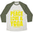 Virgin Teez  Baseball Tee Unisex Tri-Blend Baseball Tee / small / Oatmeal / Moss PEACE LOVE YOGA UNISEX TRI-BLEND BASEBALL TEE