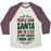 Virgin Teez  Baseball Tee Unisex Tri-Blend Baseball Tee / small / Oatmeal / Maroon PEOPLE LOVE SANTA SO WHY SHOULD I WORK OUT UNISEX TRI-BLEND BASEBALL TEE