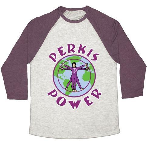 Virgin Teez  Baseball Tee Unisex Tri-Blend Baseball Tee / small / Oatmeal / Maroon PERKIS POWER UNISEX TRI-BLEND BASEBALL TEE