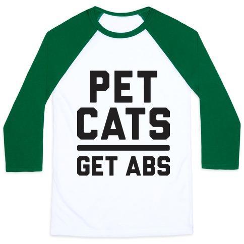 Virgin Teez  Baseball Tee Unisex Classic Baseball Tee / x-small / White/Dark Green PET CATS GET ABS UNISEX CLASSIC BASEBALL TEE