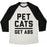 Virgin Teez  Baseball Tee Unisex Tri-Blend Baseball Tee / small / Oatmeal / Black PET CATS GET ABS UNISEX TRI-BLEND BASEBALL TEE