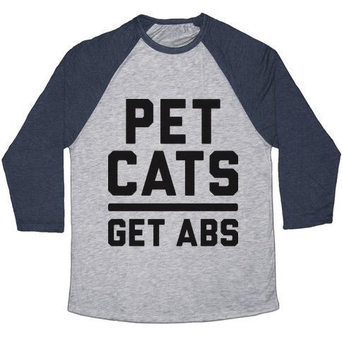 Virgin Teez  Baseball Tee Unisex Tri-Blend Baseball Tee / small / Athletic Gray / Navy PET CATS GET ABS UNISEX TRI-BLEND BASEBALL TEE