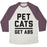 Virgin Teez  Baseball Tee Unisex Tri-Blend Baseball Tee / small / Oatmeal / Maroon PET CATS GET ABS UNISEX TRI-BLEND BASEBALL TEE