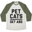 Virgin Teez  Baseball Tee Unisex Tri-Blend Baseball Tee / small / Oatmeal / Moss PET CATS GET ABS UNISEX TRI-BLEND BASEBALL TEE