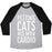 Virgin Teez  Baseball Tee Unisex Tri-Blend Baseball Tee / small / Athletic Gray / Black PETTING CATS IS MY CARDIO UNISEX TRI-BLEND BASEBALL TEE