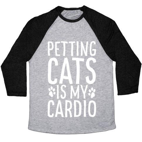 Virgin Teez  Baseball Tee Unisex Tri-Blend Baseball Tee / small / Athletic Gray / Black PETTING CATS IS MY CARDIO UNISEX TRI-BLEND BASEBALL TEE