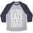 Virgin Teez  Baseball Tee Unisex Tri-Blend Baseball Tee / small / Athletic Gray / Navy PETTING CATS IS MY CARDIO UNISEX TRI-BLEND BASEBALL TEE
