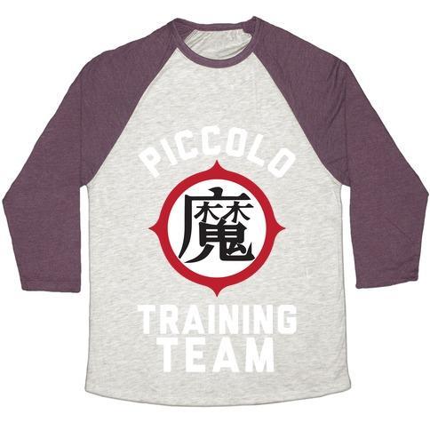 Virgin Teez  Baseball Tee Unisex Tri-Blend Baseball Tee / small / Oatmeal / Maroon PICCOLO TRAINING TEAM UNISEX TRI-BLEND BASEBALL TEE