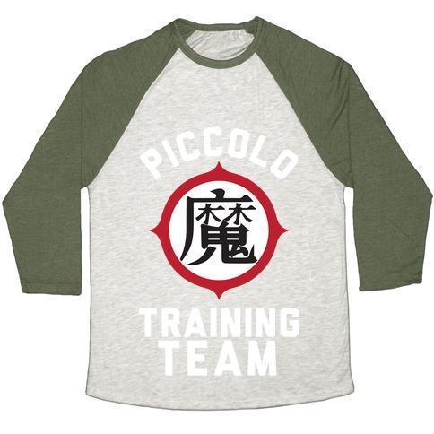Virgin Teez  Baseball Tee Unisex Tri-Blend Baseball Tee / small / Oatmeal / Moss PICCOLO TRAINING TEAM UNISEX TRI-BLEND BASEBALL TEE