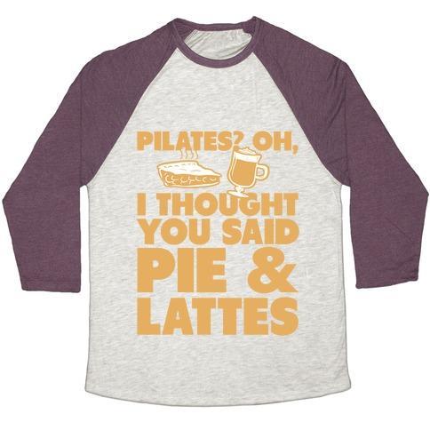 Virgin Teez  Baseball Tee Unisex Tri-Blend Baseball Tee / small / Oatmeal / Maroon PIES & LATTE UNISEX TRI-BLEND BASEBALL TEE