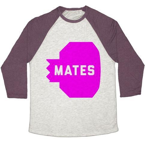 Virgin Teez  Baseball Tee Unisex Tri-Blend Baseball Tee / small / Oatmeal / Maroon PINK SWOLE MATE (MATE) UNISEX TRI-BLEND BASEBALL TEE